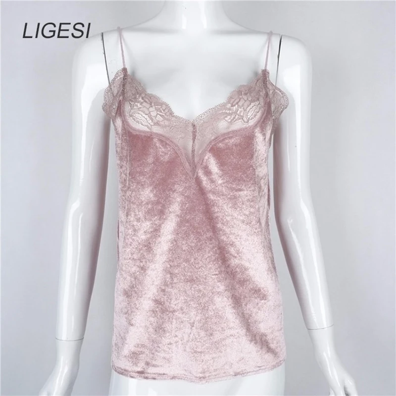 Женский бархатный укороченный топ без рукавов с глубоким V образным вырезом|party