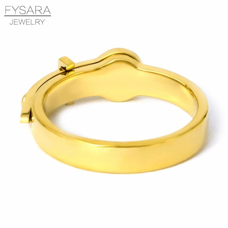 FYSARA Luxury Classic Roman Numerals Belt Finger Ring Black Round Rings For Women Men Stainless Steel Wedding Rivet Gift | Украшения и