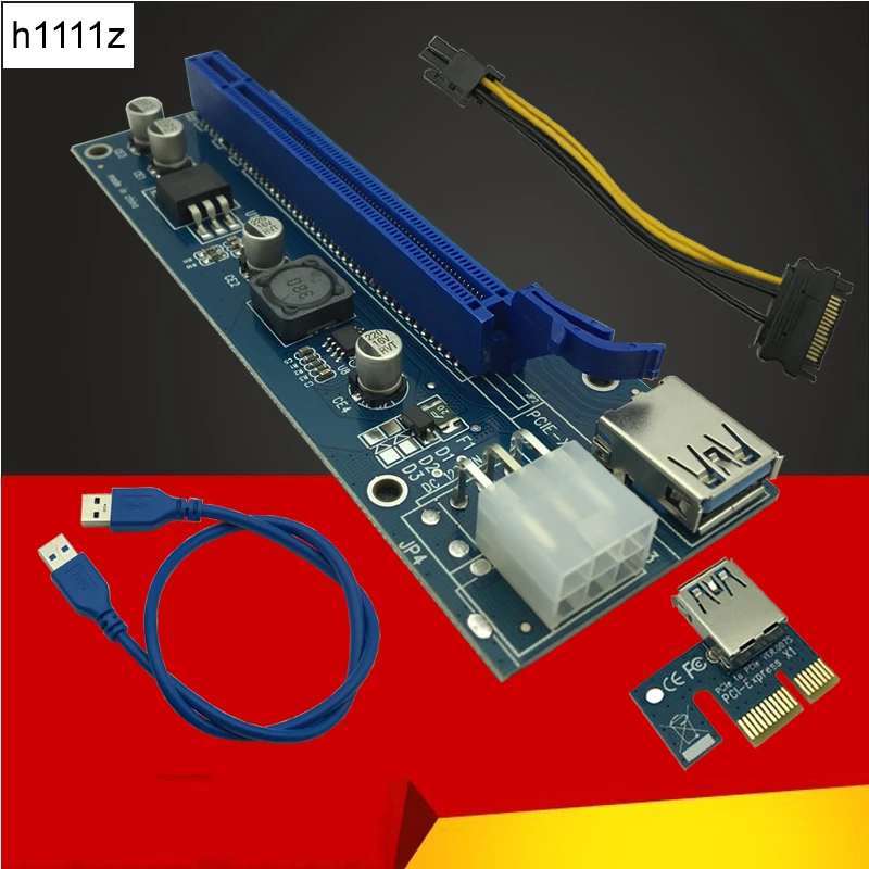 Переходная карта VER006C PCI Express PCIE E Riser 006C 6Pin 1x к 16x удлинитель USB 3 0 кабель SATA IDE для
