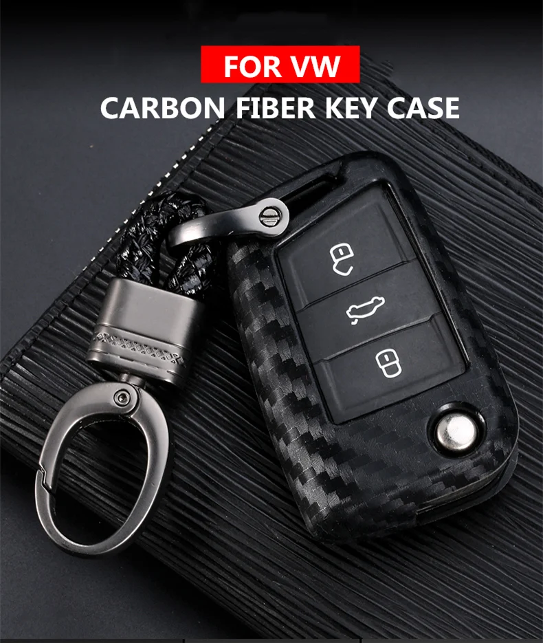 Чехол для ключей из углеродного волокна силикагель для VW Polo Golf 7 Tiguan для Skoda Octavia Kodiaq Ateca Karoq для SEAT Leon2015