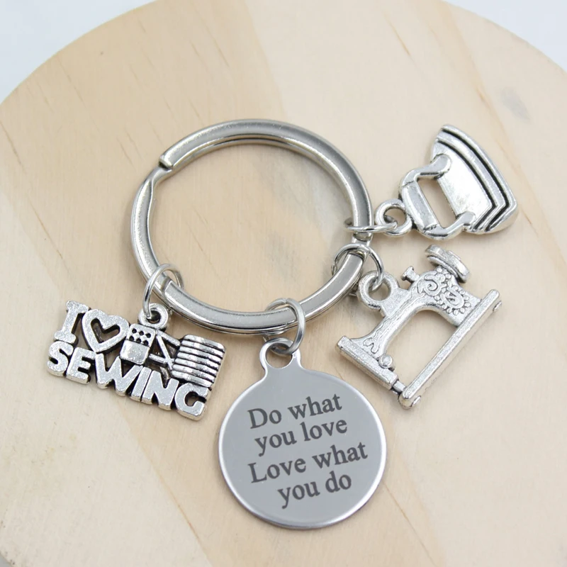 1 шт. Новое поступление брелок для ключей из нержавеющей стали I Love швейный
