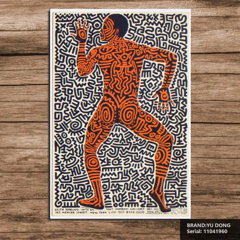 Кит ХАРИНГ Оригинальный Поп АРТА ЖИКЛЕ плакат печать на холсте Мультфильм