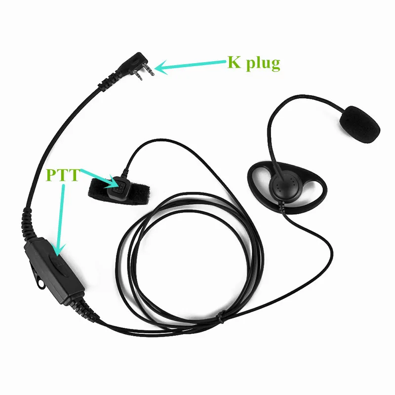 Для BAOFENG двухстороннее радио 2 Pin K-Plug гарнитура наушники с двойной кнопкой PTT UV-5R