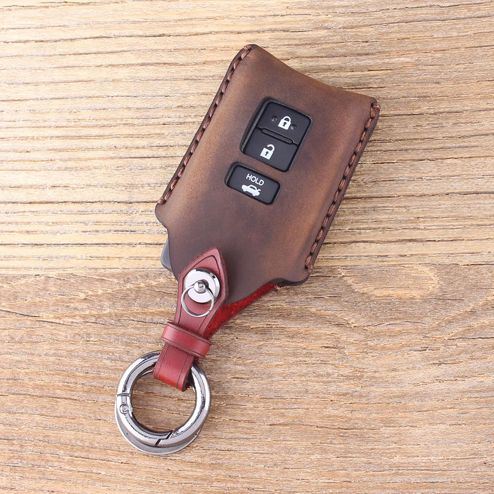 KEYYOU Leather Remote Key Cover Cases For Toyota Camry Avalon rav4 Highlander Land Cruiser Smart Car KeyChain Fob Case | Автомобили и