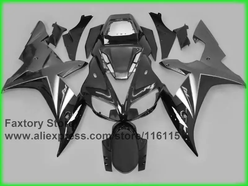 100% полный набор обтекателей впрыски для YAMAHA 2002 YZF R1 2003 02 03 черный пистолет серый