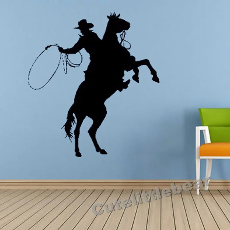 Для верховой езды Родео гоночный Лассо Веревка стены Стикеры наклейка для