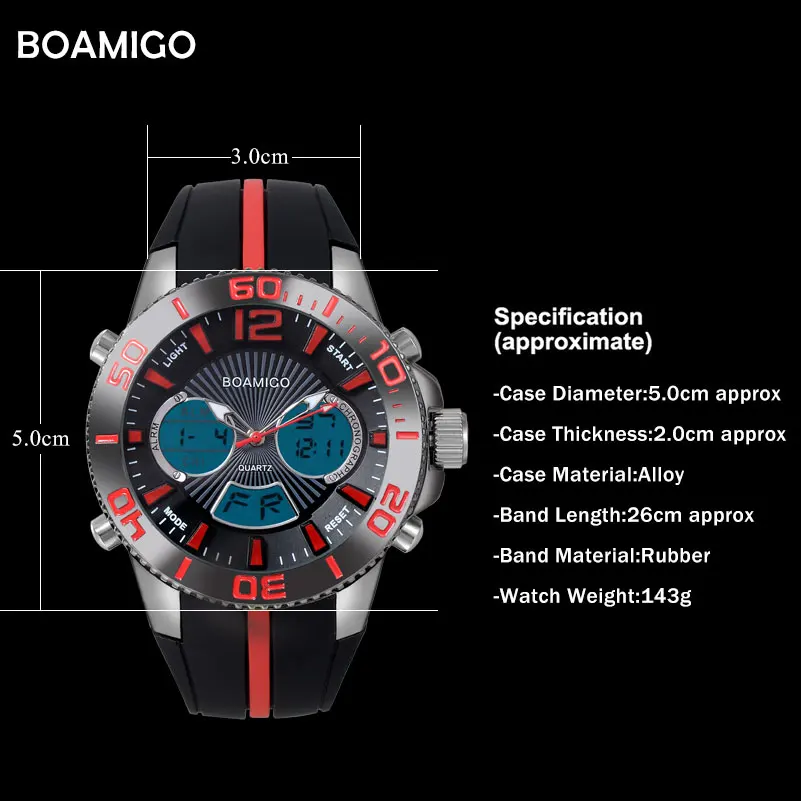 Мужские спортивные часы военные цифровые BOAMIGO брендовые кварцевые модные