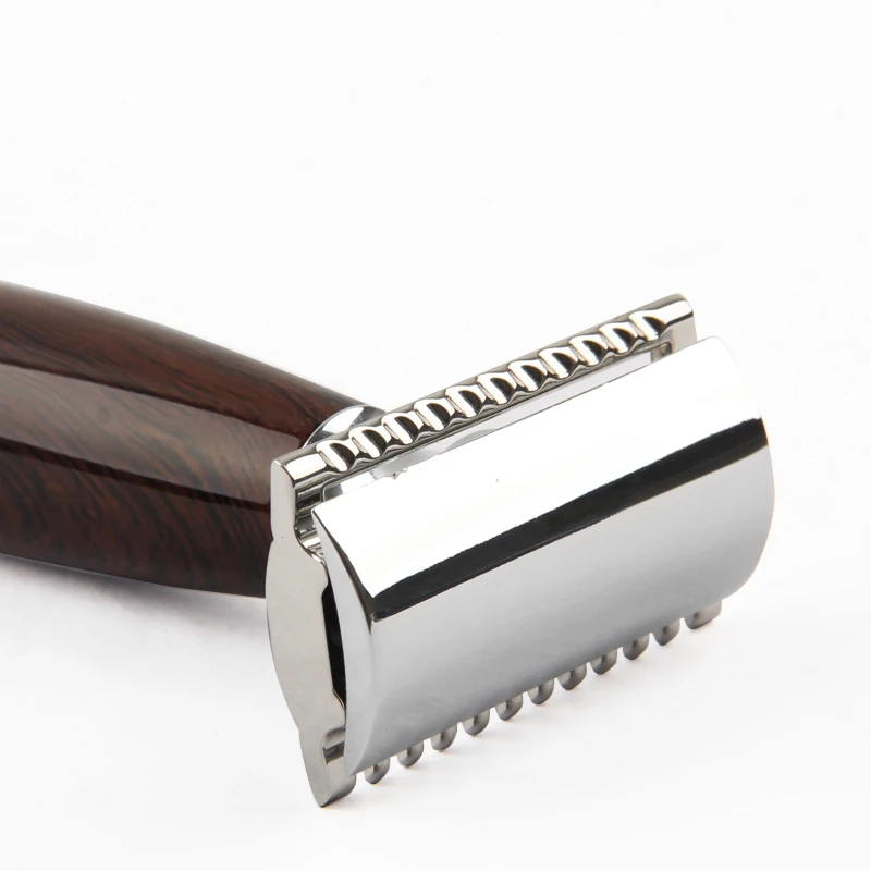 1 Razor 5 Blades Men Shaving Double Edge Razors Metal Blade Safety Imitation Wood Handle Manual Wet Shaver | Красота и здоровье