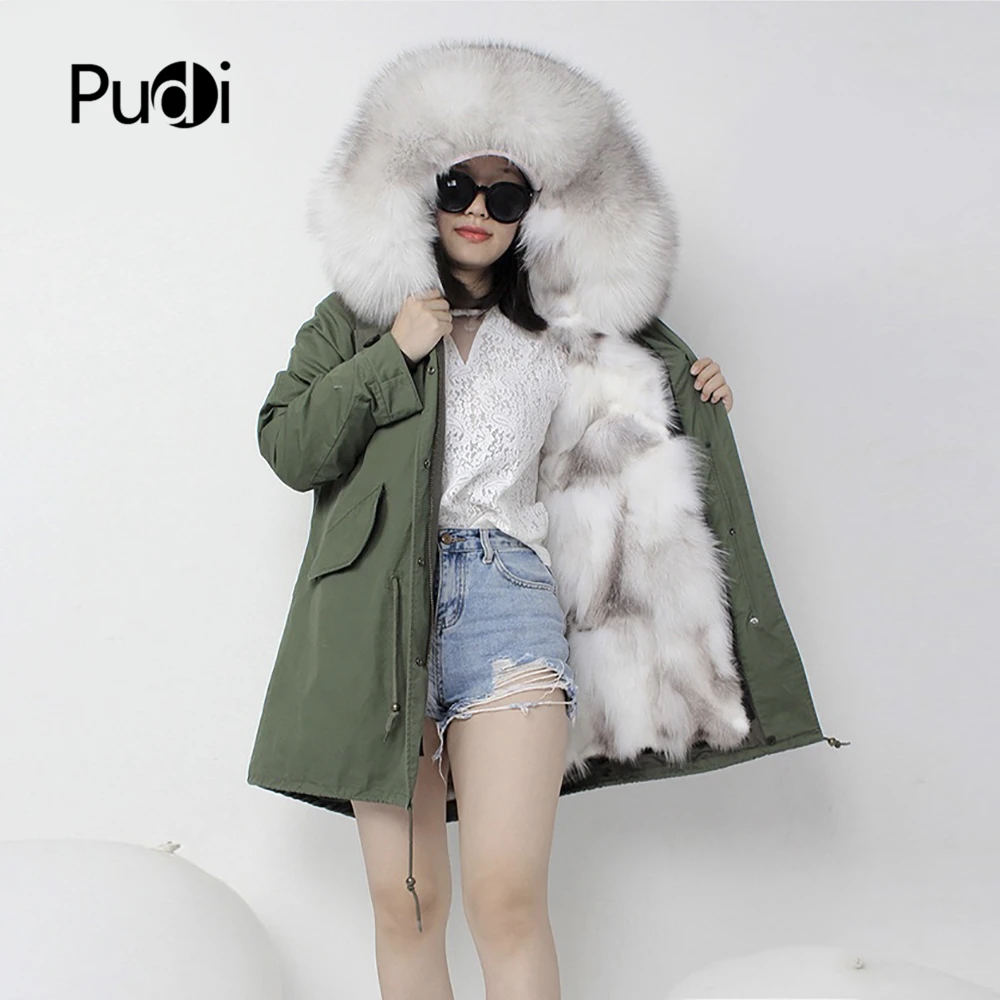 PUDI PK902 женская зимняя теплая хлопковая парка, пальто с натуральным лисьим мехом внутри, пальто с воротником, Дамское модное пальто, куртка, пальто