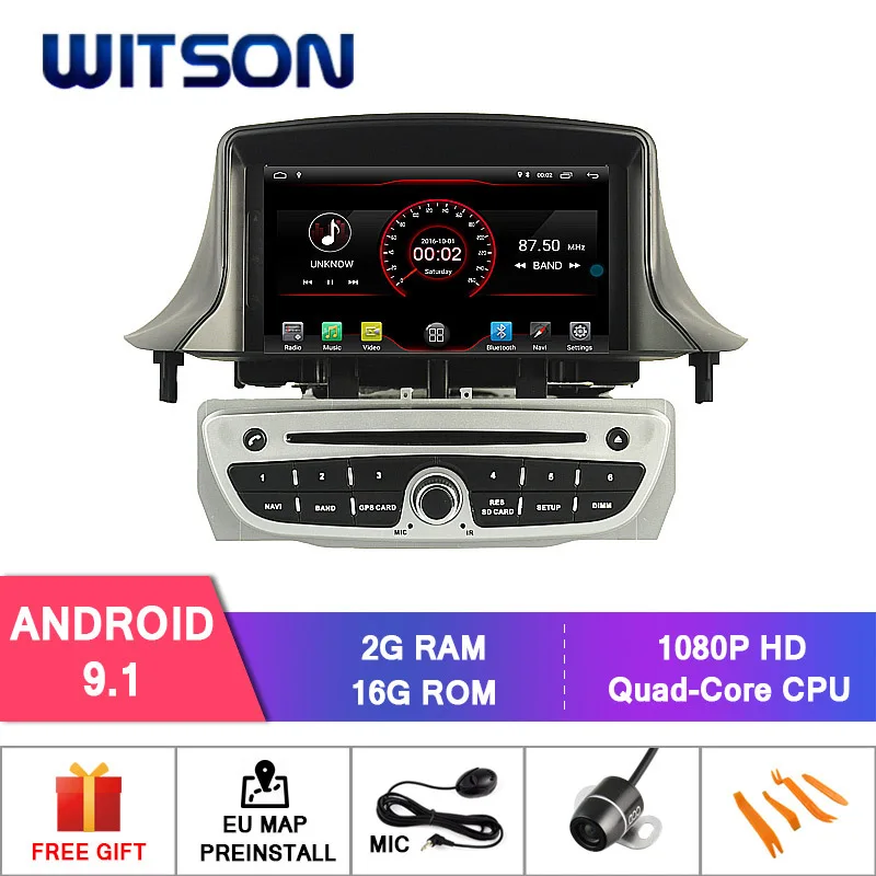 WITSON Android 9,0 ips HD экран для RENAULT Megane III/Fluence автомобильный DVD 4GB ram+ 64GB FLASH 8 Octa Core+ DVR/wifi+ DSP+ DAB+ OBD - Цвет: AC8227L Android 9.1