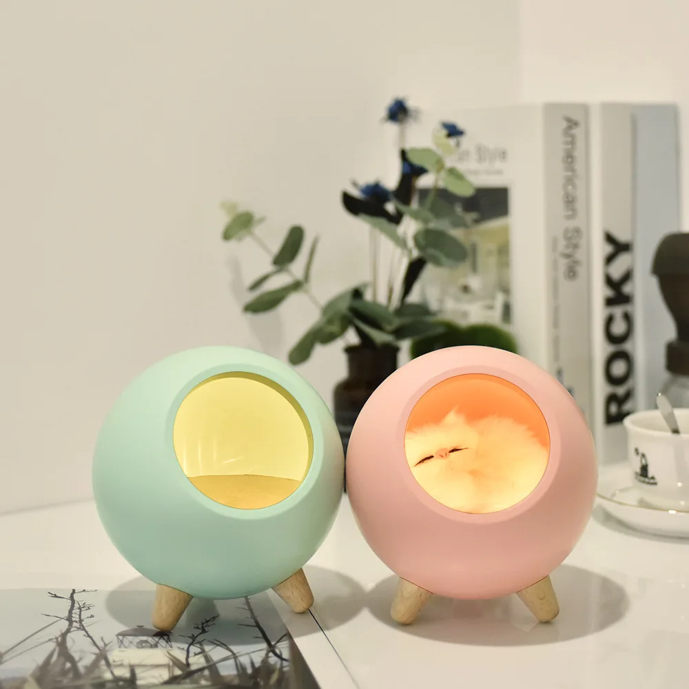 Светодиодная лампа для кошек USB touch night light bionic cat умное затемнение атмосферная