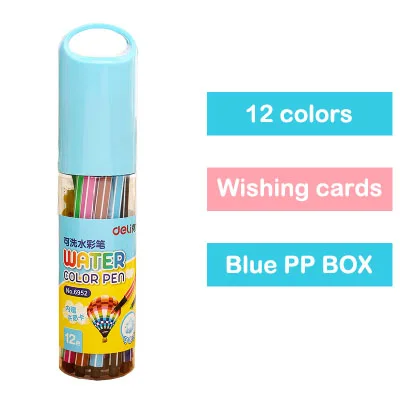 Sky blue -12 colors Набор канцтоваров для детей моющиеся Фломастеры 12/18/24/36/цвета цветная ручка для детей Рисунок Живопись акварельные худ - Цвет: Sky blue -12 colors