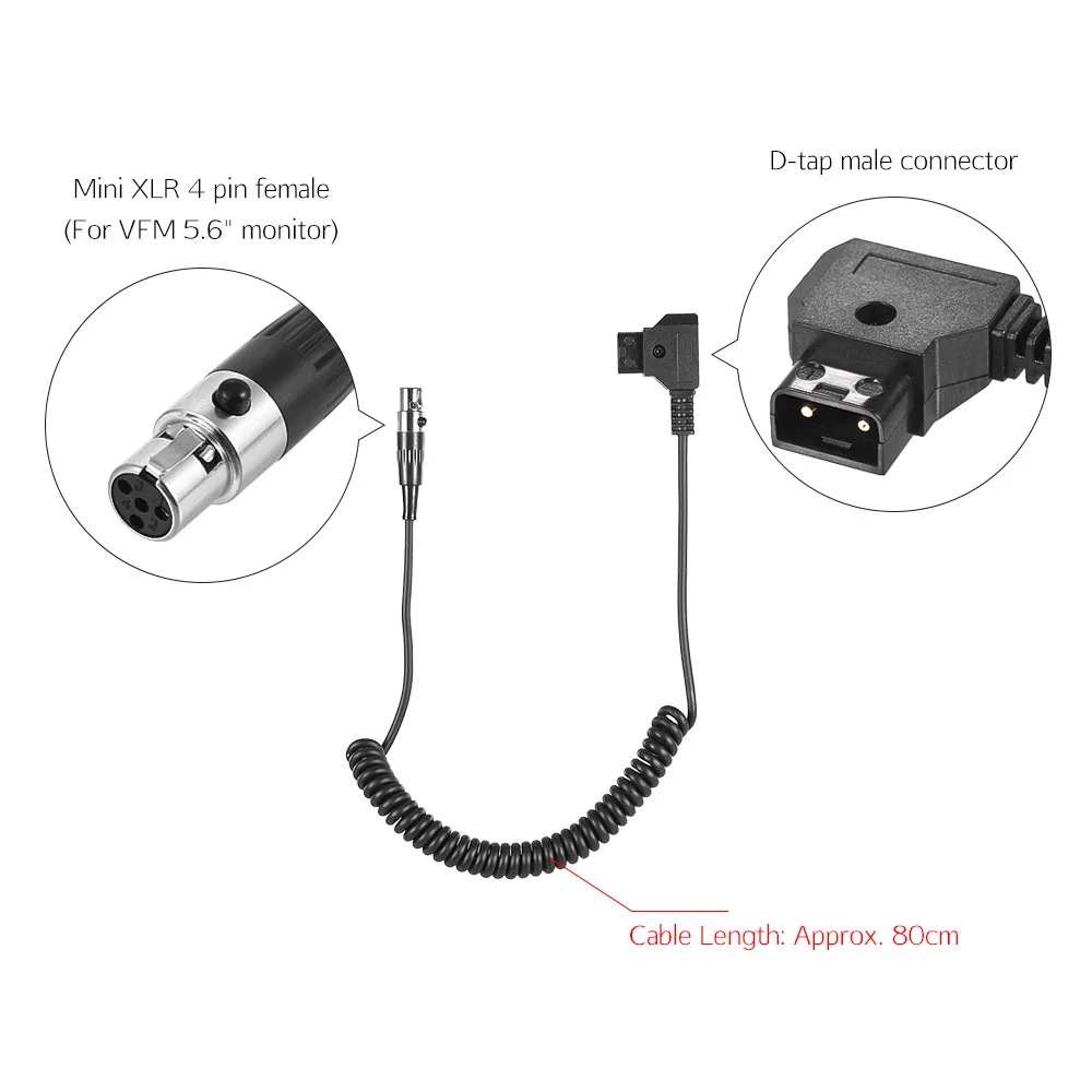 Andoer D Tap штекер (жестяным) Мини XLR 4 контактный кабель прямой шнур 100 см Длина для VFM 5