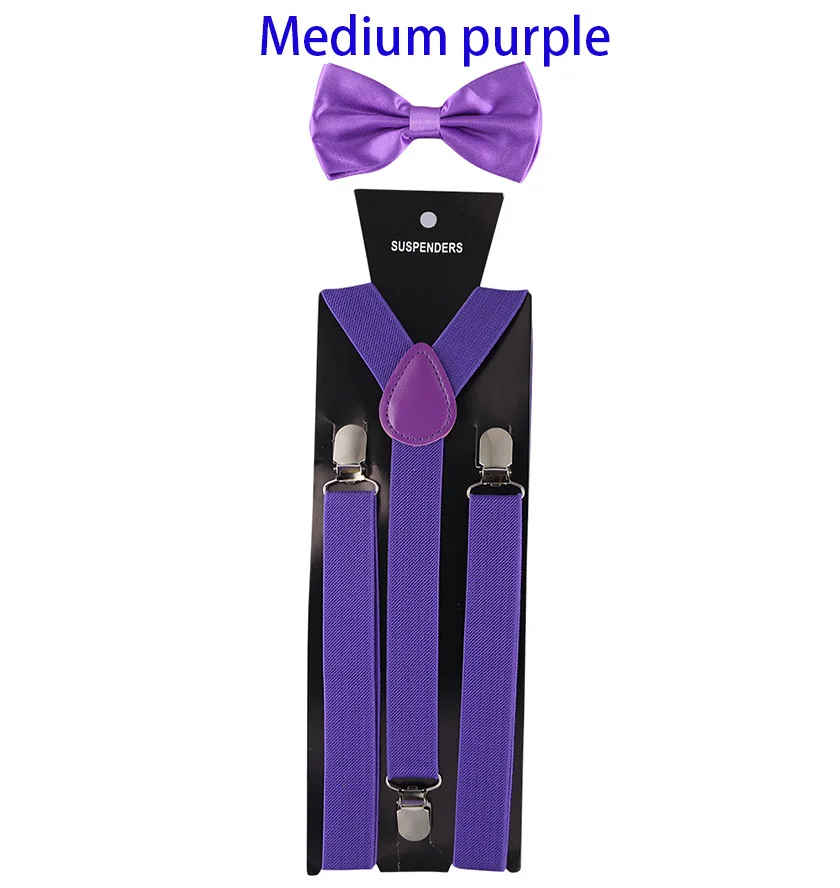 V Bow tie Suspender Set Adjustable Elastic Wedding Belt Strap Shirts Brace For Men Women - Цвет: V