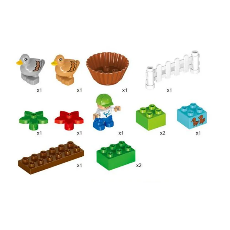 

13pcs Big Size Diy Happy Farm Zoo Animals Blocks Set Compatible With Bricks Toys For Children Hobbies Brinquedos