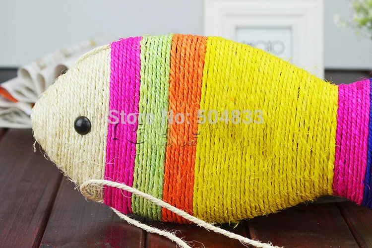 Забавная палка для кошек котенок сизаль stratcher игрушка в виде рыбы большой