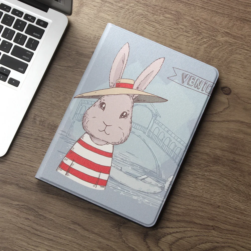 Чехол для нового iPad 9,7 дюймов Air 2 ZVRUA иллюстрации мягкий силиконовый с функцией автоматического пробуждения/сна Подставка смарт-чехол