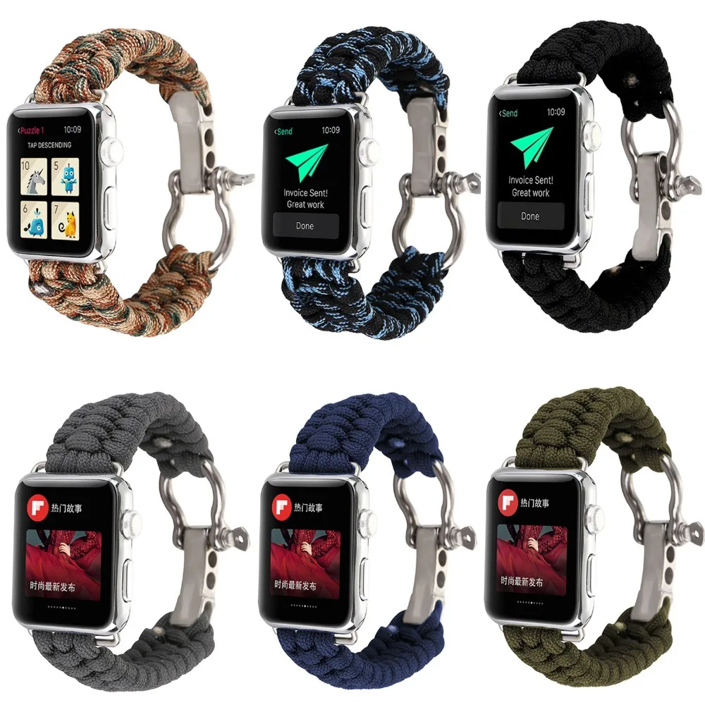 Нейлоновые ленты для спорта на открытом воздухе ремешок Apple Watch 42 мм 38 веревка