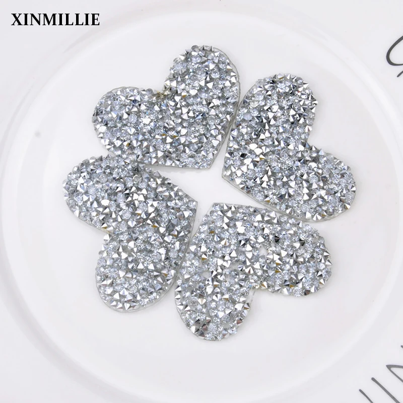 25 шт./лот кристалл в форме сердца утюг на горный хрусталь мотив аппликация из