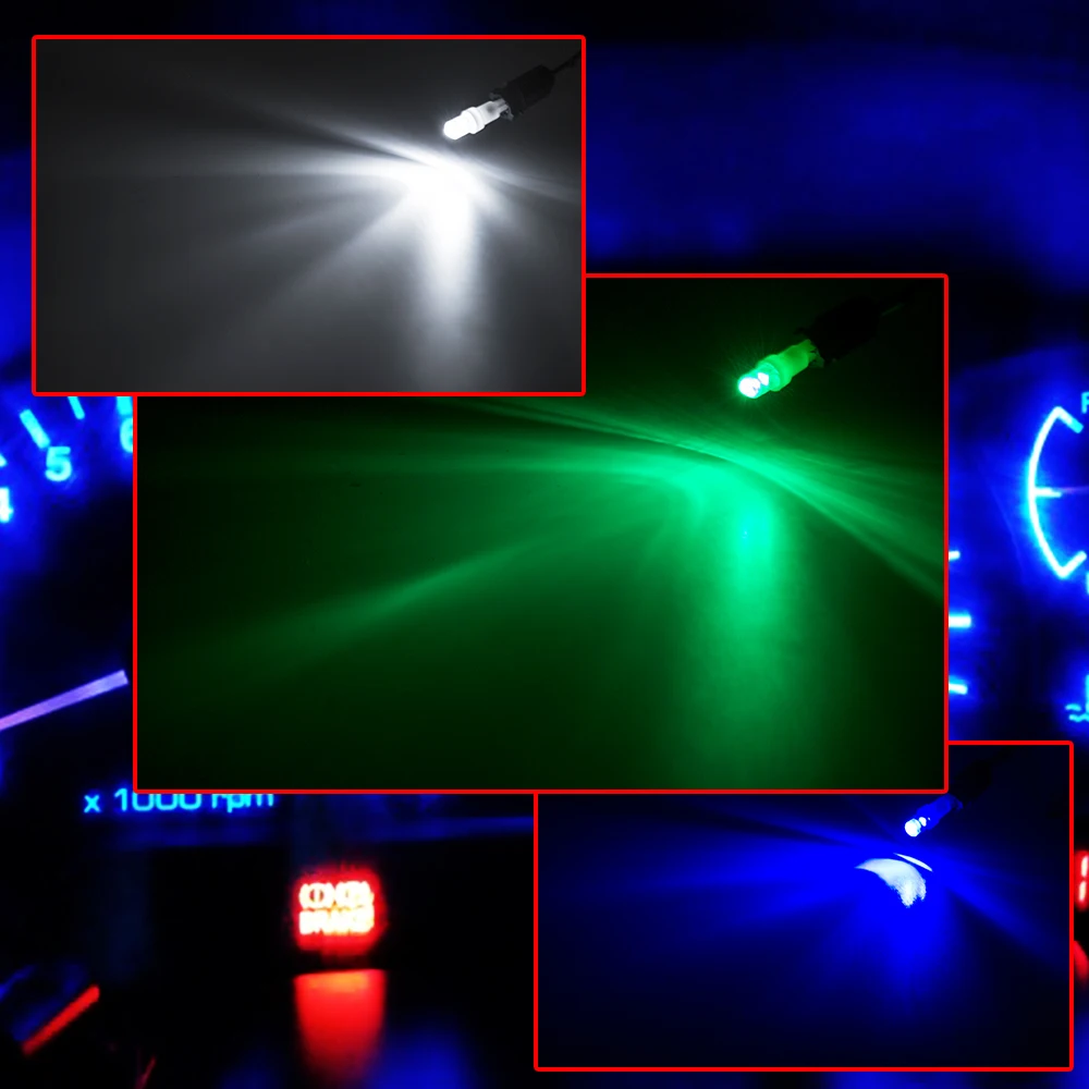 10pcs T5 LED Car Dash Dashboard Lights 74 73 286 Instrument Panel Lamp Speedometer Wedge Side Bulb Concave Lens Green White Blue|Сигнальная