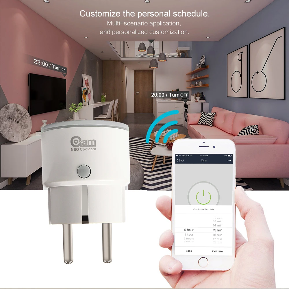 Coolcam 10 шт./лот WIFI умная розетка штепсельная вилка европейского стандарта с