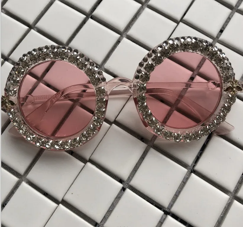 Солнцезащитные очки ручной работы розовые женские маленькие круглые