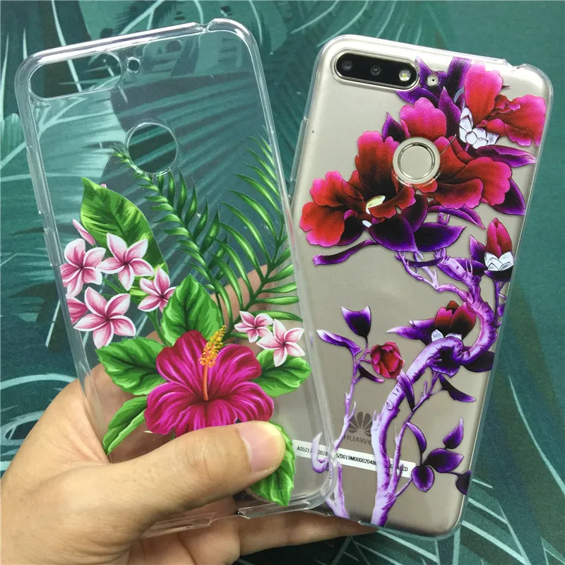 Мягкий чехол из ТПУ для huawei honor 7a pro 7 s 7x с цветочным рисунком 7c русская версия