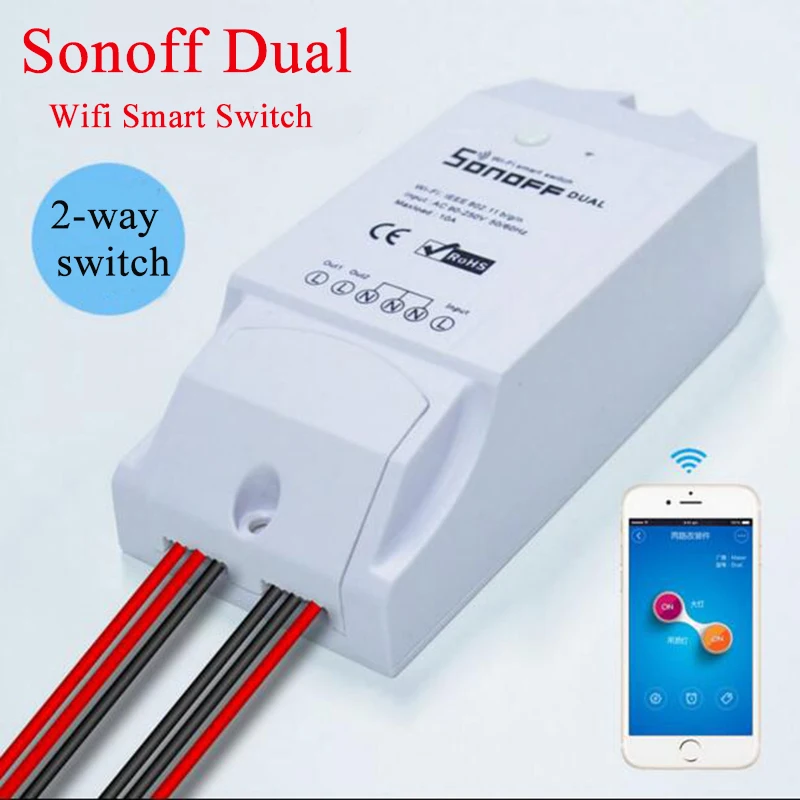 Sonoff Dual 2CH Wifi умный переключатель беспроводной умный дом дистанционное управление Интеллектуальный таймер работа с Alexa Google Home