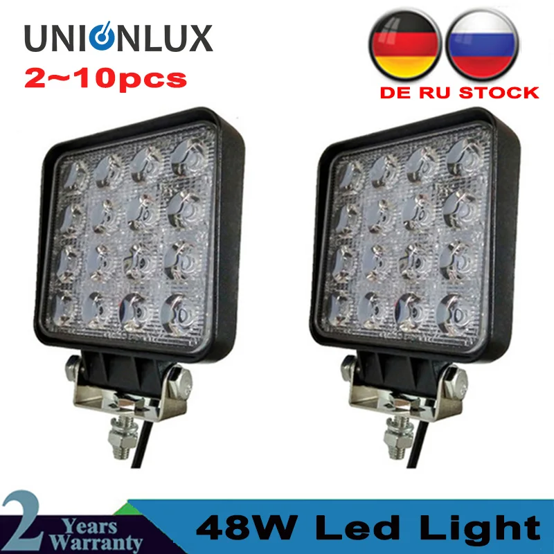 2pcs 10pcs waterproof 48w Flood/Spot led Work Light bar CE RoHS offroad truck car LED work light 12v 24v | Автомобили и мотоциклы