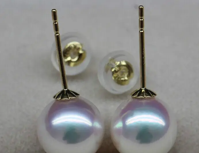 Очаровательные Круглые серьги-гвоздики ААА 14 мм с белым жемчугом ЮЖНОГО МОРЯ 14k |