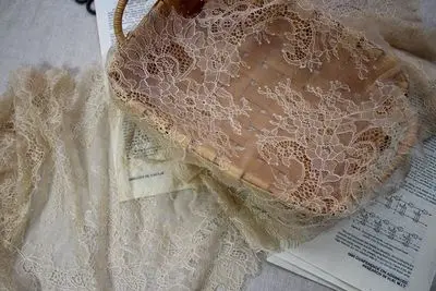 apricot Широкий 35 см качество маленькая кость линия ресниц кружева аксессуары ручной работы DIY Одежда платье украшения ткань - Цвет: apricot