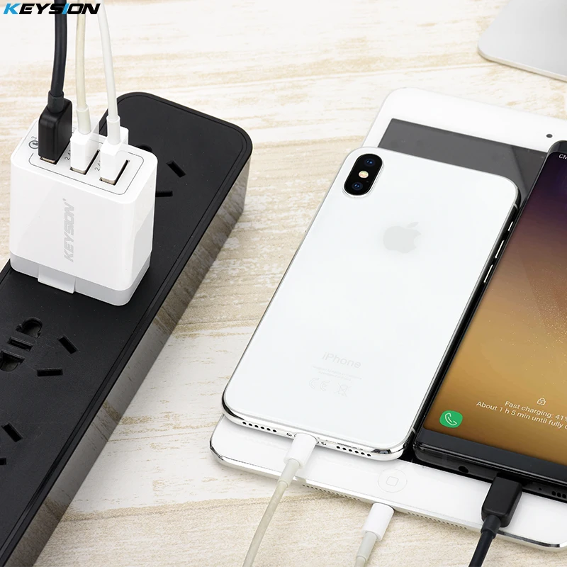 Быстрое зарядное устройство KEYSION 3 порта QC 0 30 Вт USB для iphone 7 8 ipad Samsung S8 Huawei Xiaomi