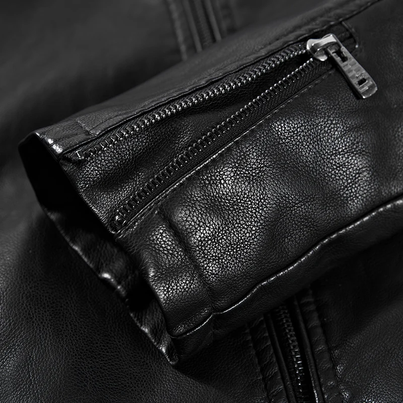 Новинка 2018 зимняя мужская Толстая флисовая кожаная куртка пальто Классическая