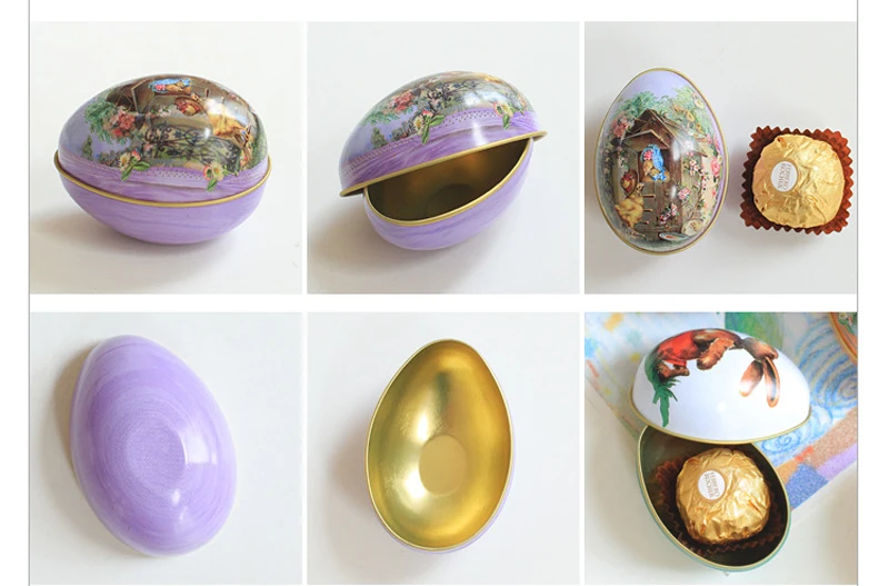 Маленький размер Олово пасхальные яйца в форме конфеты коробка жестяная крышка