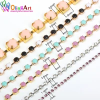 olingart 2mlot acrylicglass mixed color 2mm2 8mm4mm8mm electroplated goldsilver chains diy jewelry accessories making