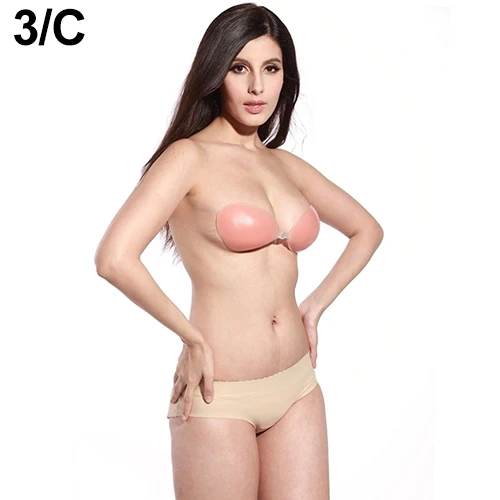 Женский невидимый бюстгальтер силиконовый самоклеящийся пуш ап без бретелек с