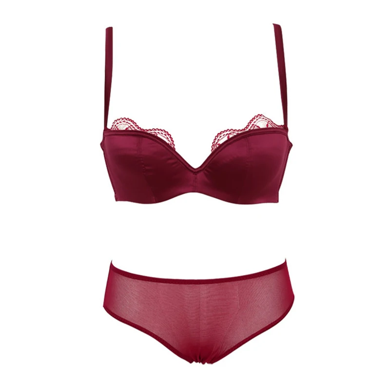 Новинка Женский комплект с бюстгальтером из Франции 1/2 чашки низкий v образный