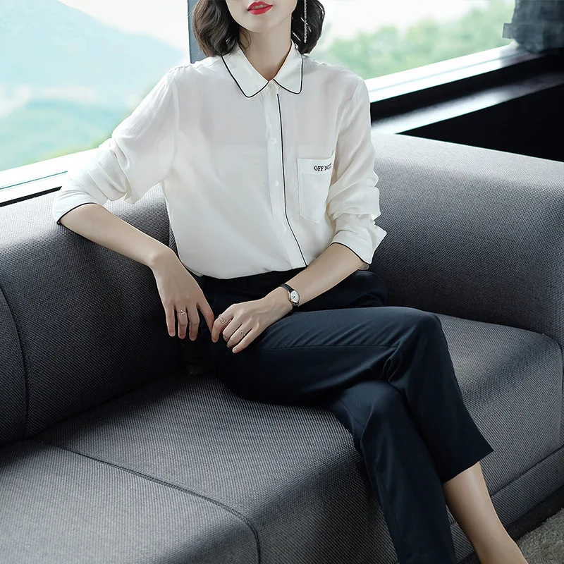 2019 Women Chiffon Blouse Long Sleeve White Tops Turn Down Collar Ladies Office Shirts Business Work Casual Female Blouses Shirt |