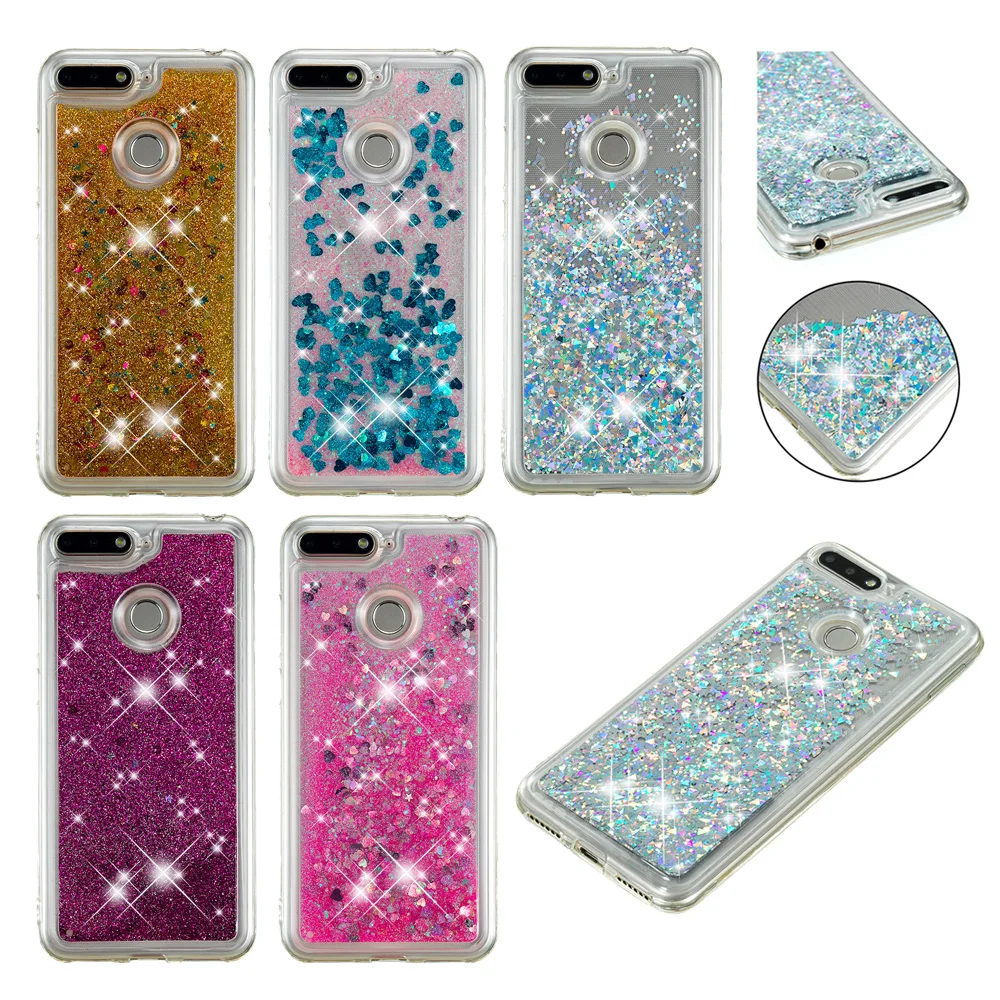 

For Huawei Honor 7A Pro Case Bling Quicksand Flower Pattern Glitter Liquid Soft Case Cover for Huawei Y6 prime 2018 Coque Fundas