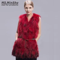 ms minshu raccoon fur vest 100 genuine fur coat sleeveless with pocket casual thick fur outwear long fox fur waistcoat
