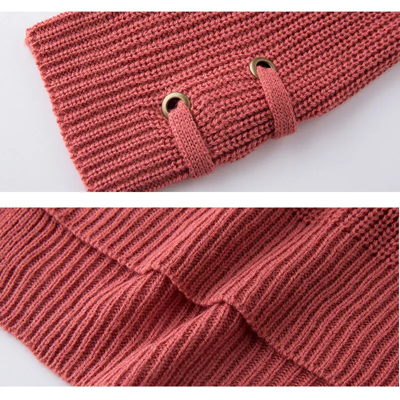 

Womens Sexy Off Shoulder Knitting Shirt Lace-up Bottoming Sweater Loose Pull Femme Side Split Sweaters Autumn Pullover Knitwear