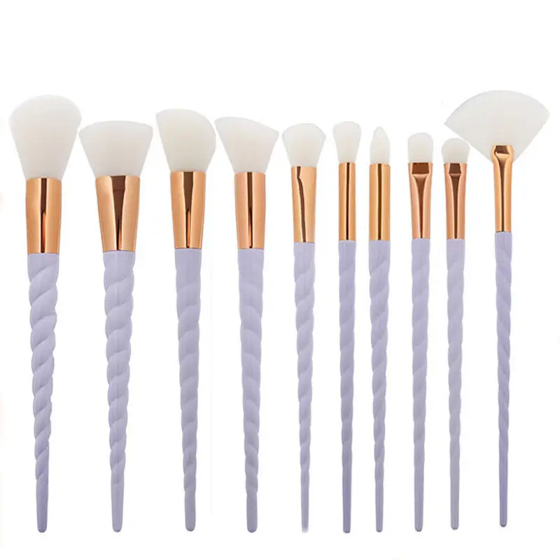 10PCS-4 10 шт., набор кистей для макияжа с единорогом, кисть для растушевки, пудра, тени для век, кисти для макияжа, белый, черный, косметические инструменты для макияжа d - Handle Color: 10PCS-4