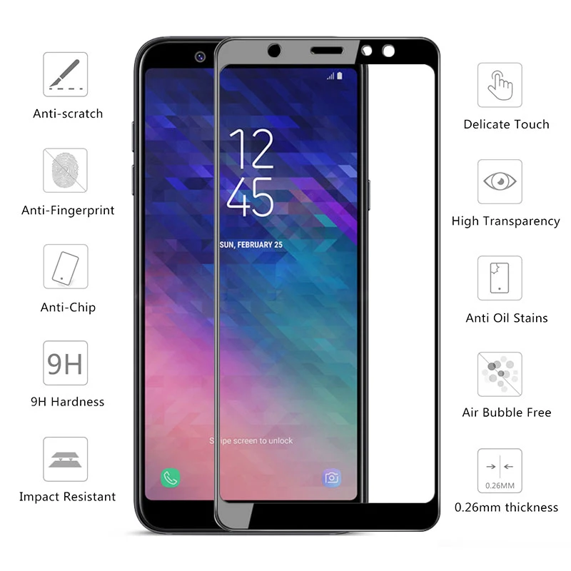 Закаленное стекло 5d с полным покрытием для samsung a6 a8 plus 2018 защитное защита экрана