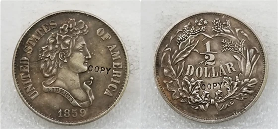 Копия копии 1859 французский голова половина доллара узоры имитация монеты - Цвет: 1859type 3