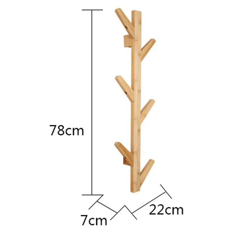 Вешалка для пальто в скандинавском стиле 6 крючков настенная полка Бамбуковая