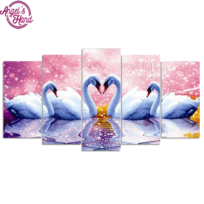 

5d diy Diamond embroidery swan lake diamond painting Cross Stitch Rhinestone mosaic decor Multi-picture Combination