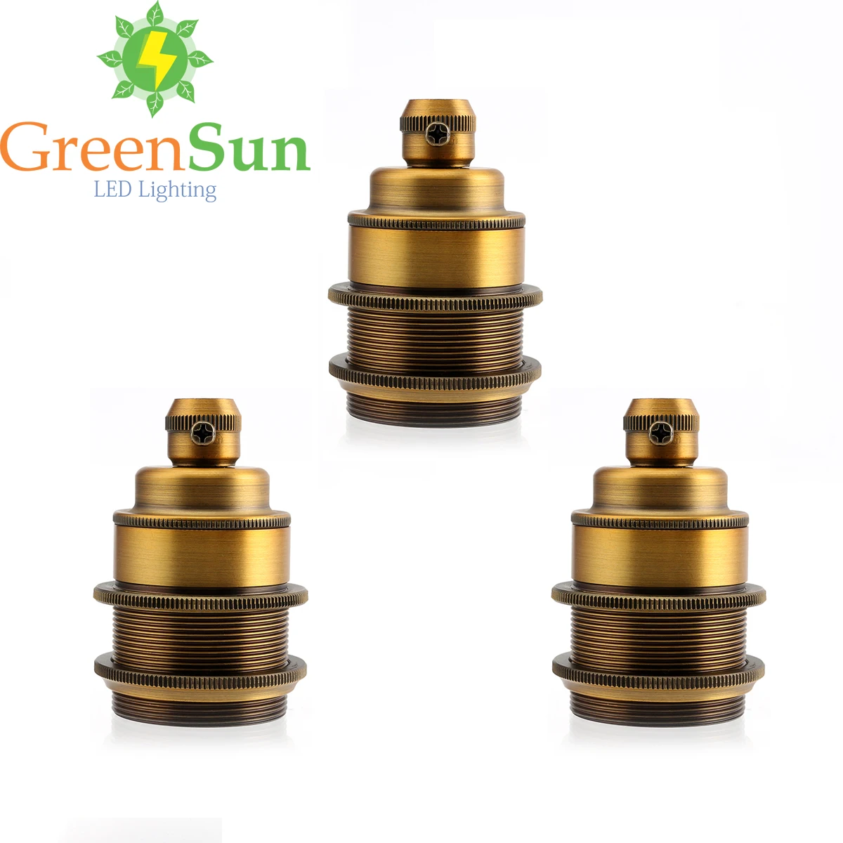 GreenSun 3 шт. античная латунь E27 E26 держатель лампочки основание лампы Ретро