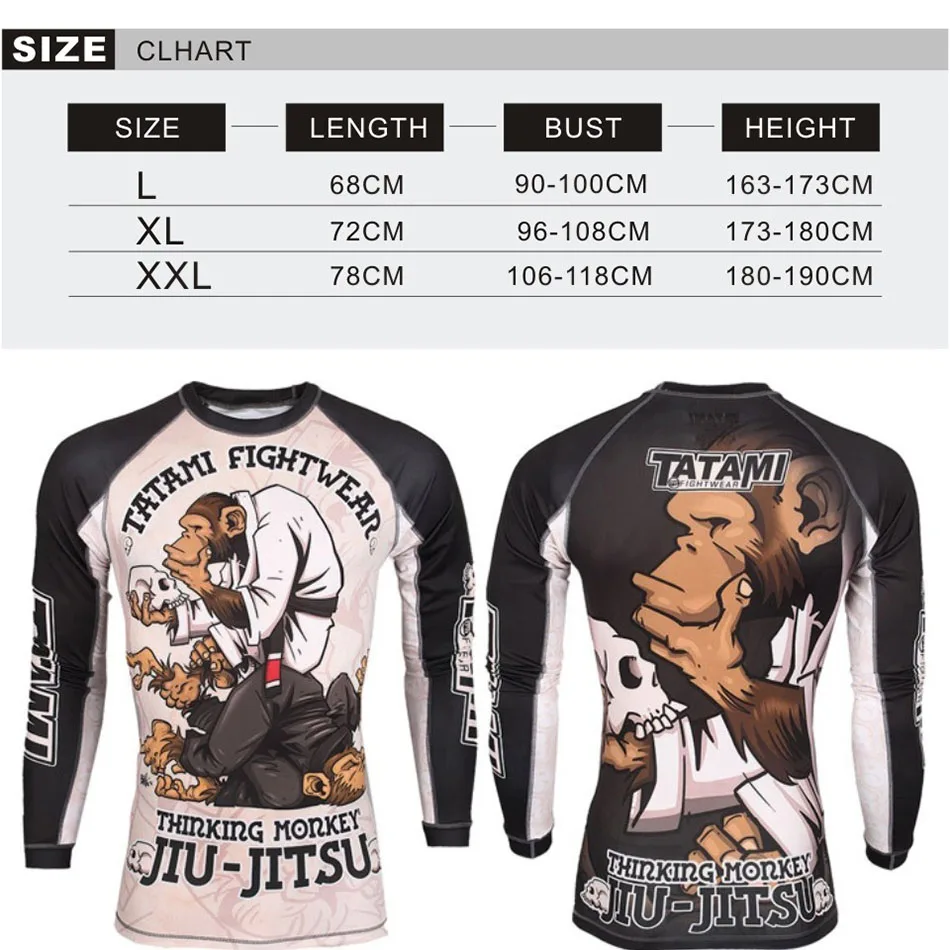 Jiu jitsu футболки Рашгард MMA для мужчин Боксерский набор обтягивающие майки брюки 3D рюкзак с изображением обезьяны кикбоксинг, муай-тай фитнес колготки