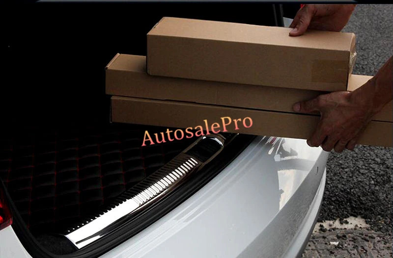 Стальная хромированная внутренняя защитная накладка на задний бампер Накладка