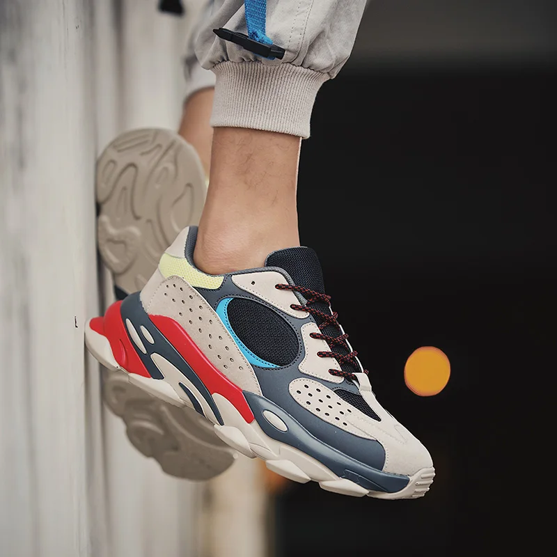 Кроссовки мужские на платформе шнуровке Повседневная Удобная прогулочная обувь